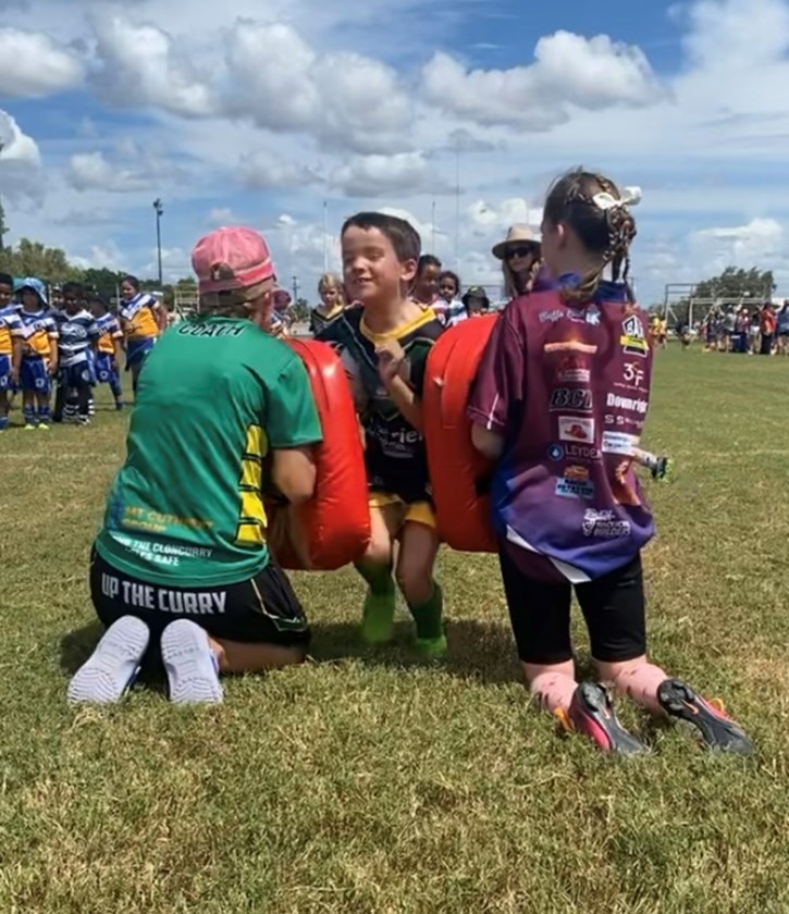 Under 7s in Mt Isa being put through their paces to start their Tackle Ready program on March 9.