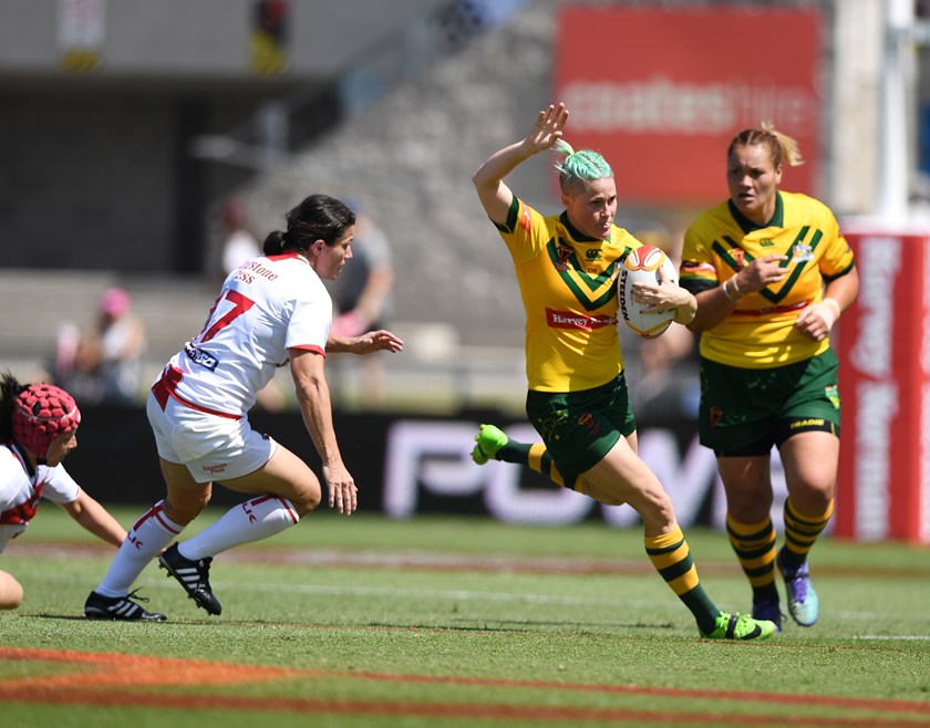 Chelsea Baker in action for the Jillaroos. Photo: NRL Images