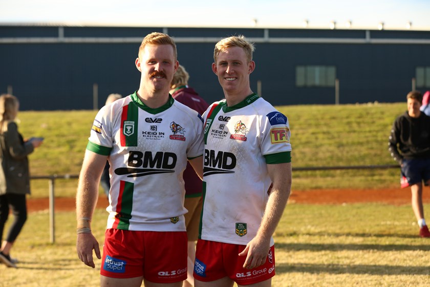 Tom Farr and Ben Farr after the game. Photo: Colleen Edwards / QRL