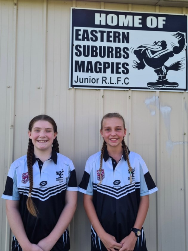 Brielle Czapracki and Madison Phillips are ready to try rugby league for the first time at Eastern Suburbs Magpies RLFC in Bundaberg. 