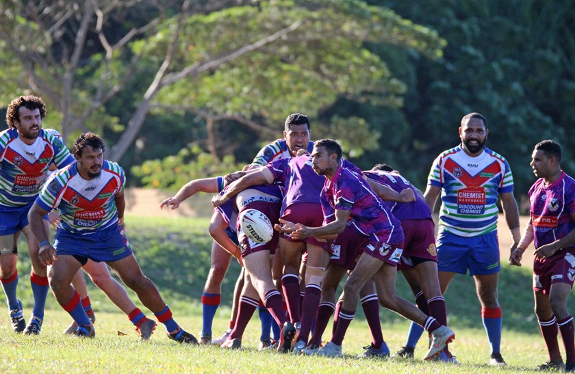 Yarrabah win the scrum in the game against Innisfail in Round 11 at Jilara Oval. Photo: Maria Girgenti