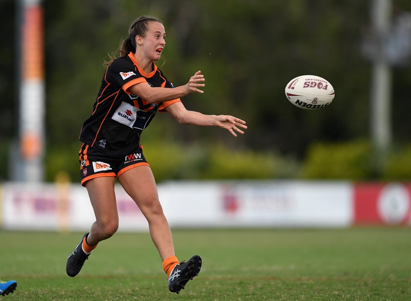 Tayla Eldrige in action for Brisbane Tigers. Photo: Ian Hitchcock / QRL