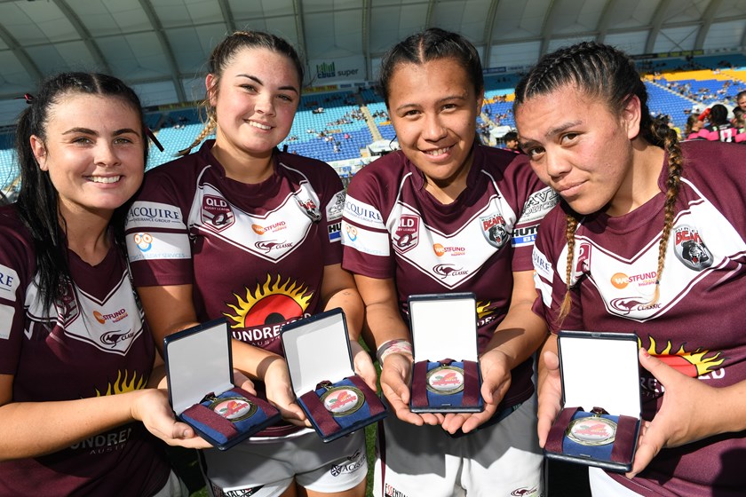 Burleigh Bears players after winning the SEQ Women's Division 1 premiership.