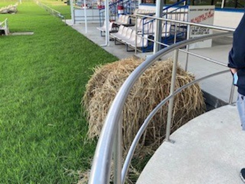 One of the haybales that came through and caused damage at the Warwick Cowboys rugby league club.