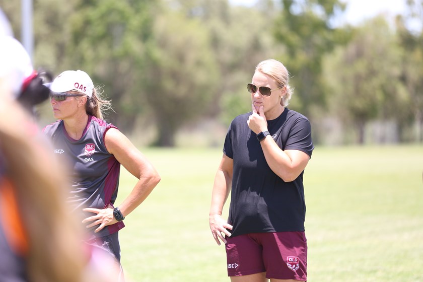Women's rugby league legend Renae Kunst looks on at a Queensland Female Performance Program training session. Photo: Colleen Edwards / QRL