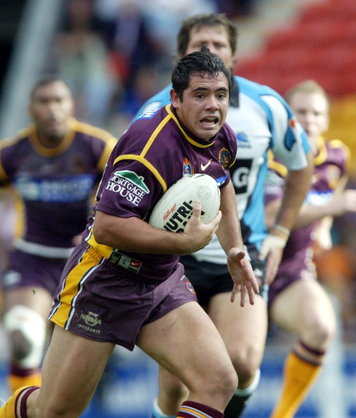 Playing for Brisbane Broncos in 2004. Photo: NRL Images