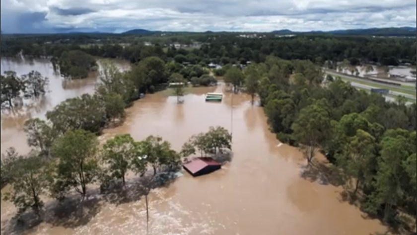 Karalee Tornadoes surrounded by floodwaters in 2011. 