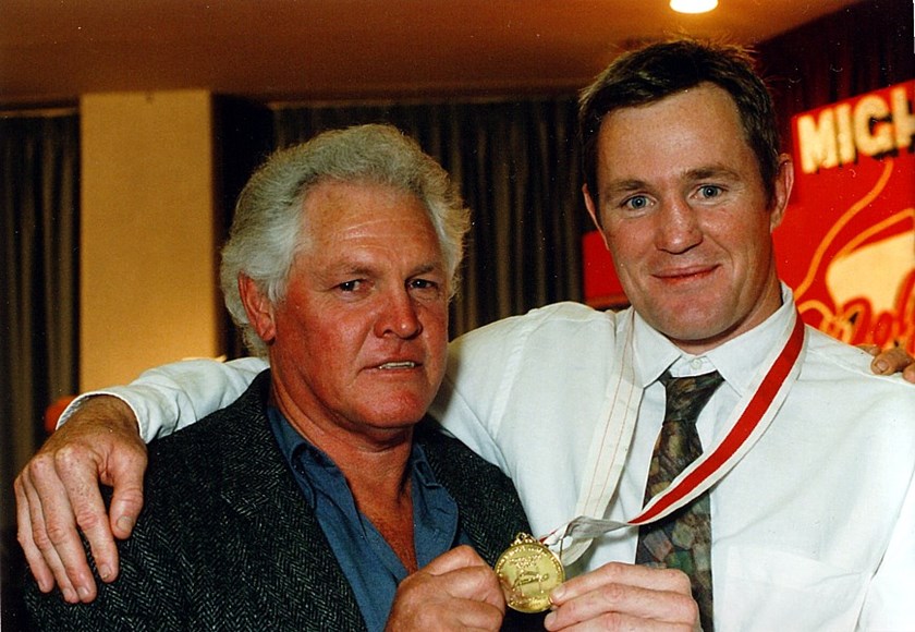Peter Leis and James Hinchey in 2000. Photo: Redcliffe Dolphins Media