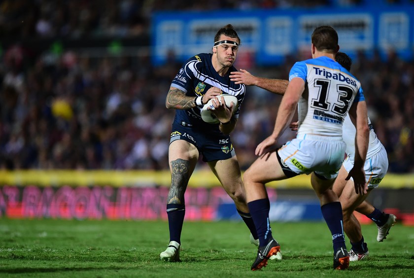 Ethan Lowe in action for the NQ Cowboys against the Titans in Round 7. Photo: NRL Images