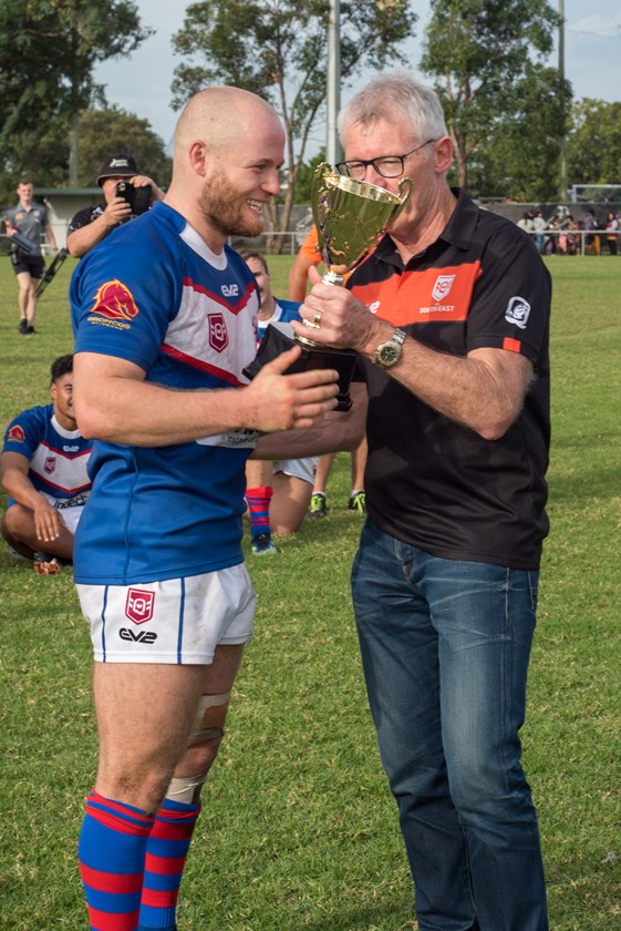 Lachlan Cooper and Brian Canavan at the 2021 XXXX Chairman's Challenge. Photo: Bruce Clayton