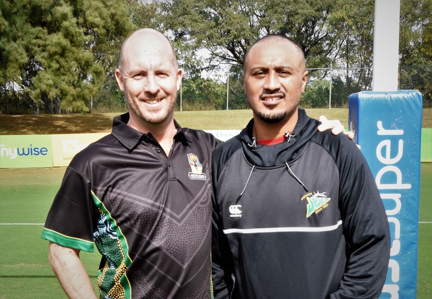 Jets CEO Richard Hughes and Tu'u Maori. Photo: Ipswich Jets Media