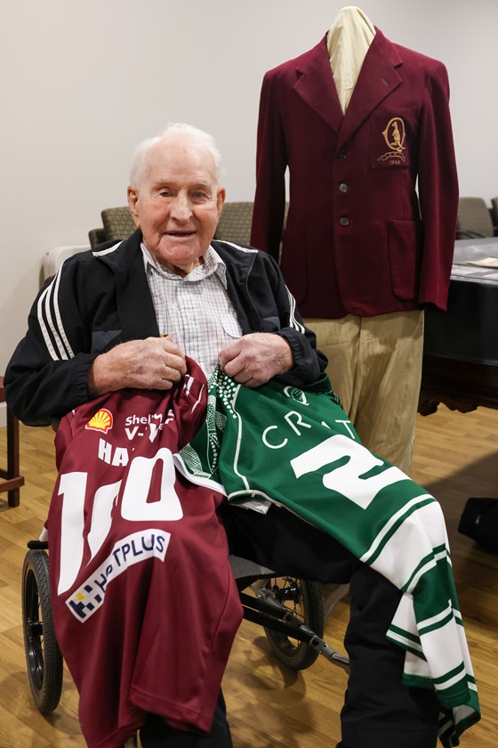 Harry Griffiths with his Queensland blazer in the background. Photo: Jorja Brinums/QRL