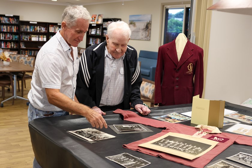 Harry Griffiths with son Paul. Photo: Jorja Brinums/QRL