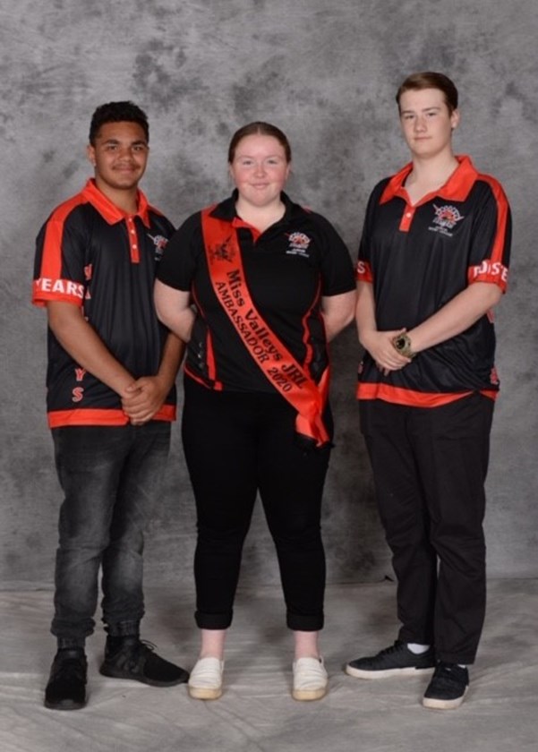 Rueben Tatow, Meg Allen and TJ Helmstedt from Valleys Junior Rugby League. Photo: JD Photography