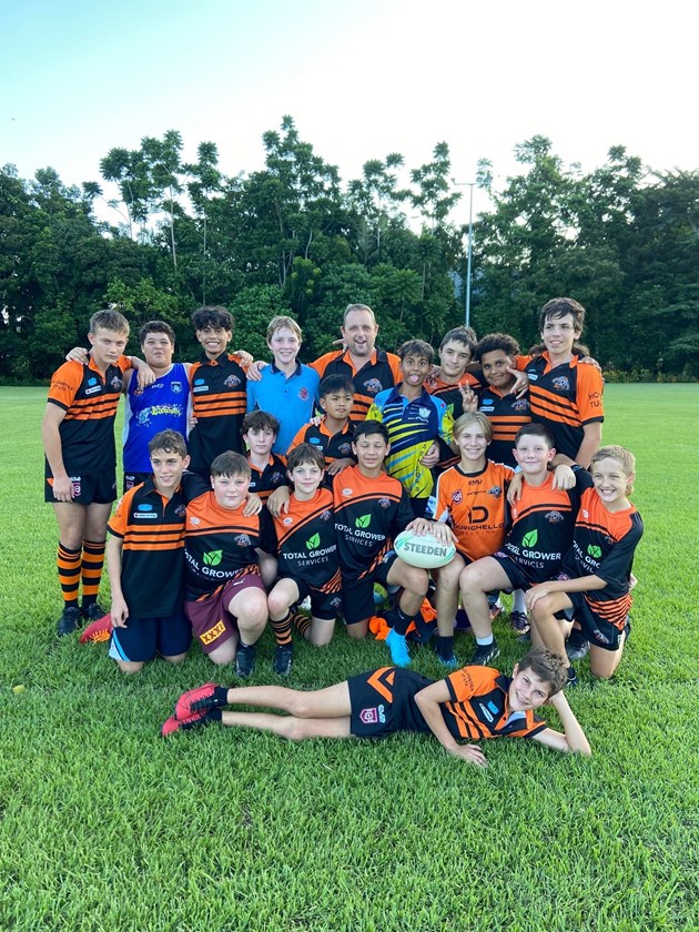 William Cunningham with the Tully Tigers' under 13s side.