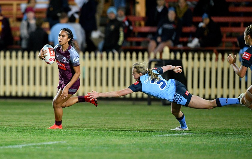 Jasmine Peters in action for the Queensland Under 18 Girls team. Photo: NRL Images