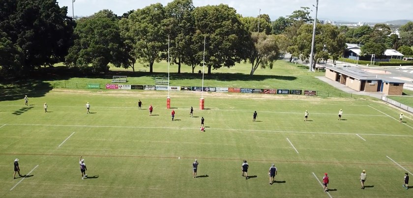 Overhead shot of a coaching demonstration led by David Waite.