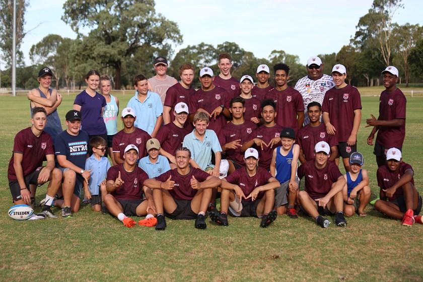 Sam Reuben (back right) with the Queensland Murri Under 16 team at Gulgong Junior Rugby League in 2018.