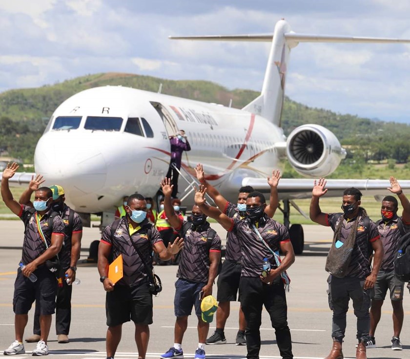 PNG Hunters players depart their home country for Australia.