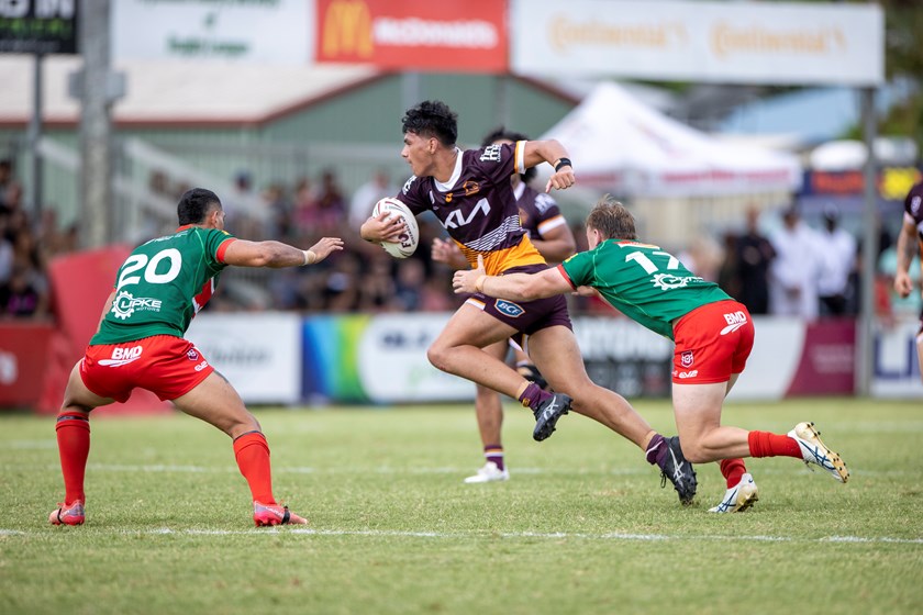 Benjamin Te Kura during the Wynnum Manly v Broncos trial. Photo: Jim O'Reilly