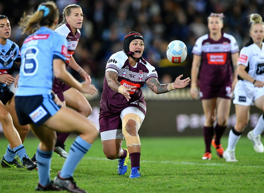 Rona Peters in action for the Harvey Norman Queensland Maroons in 2019. Photo: NRL Images