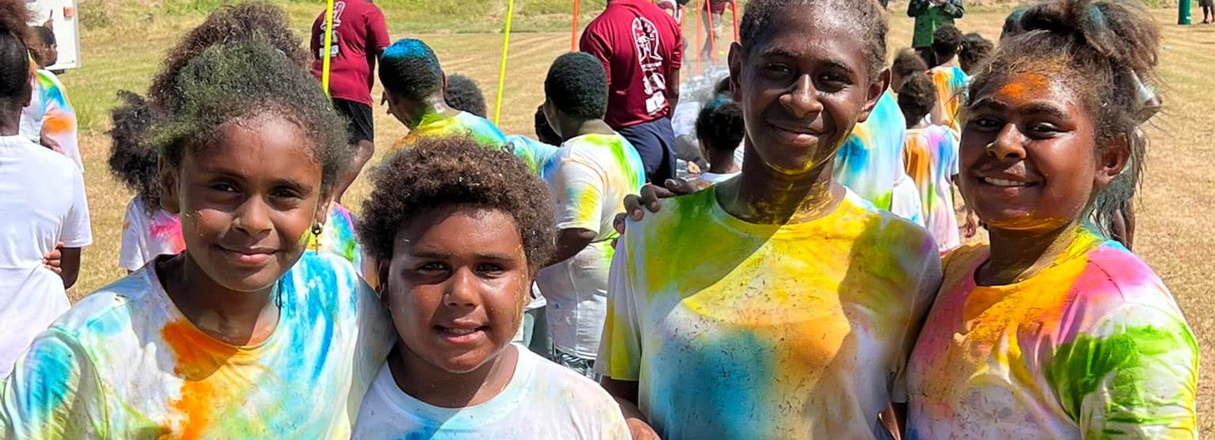 Kids on Yam Island after the colour run. Photo: Magun Warriors/QRL