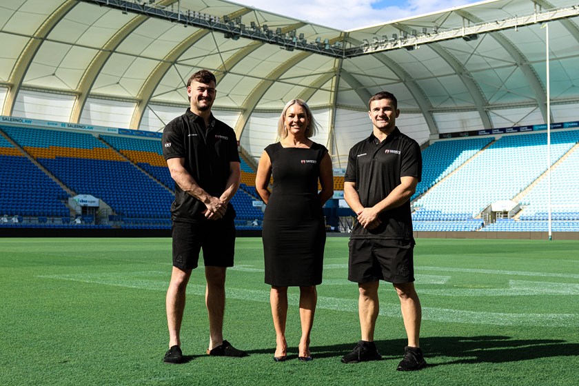 Will Brimson, Lorna Morton and AJ Brimson. Photo: Titans Media