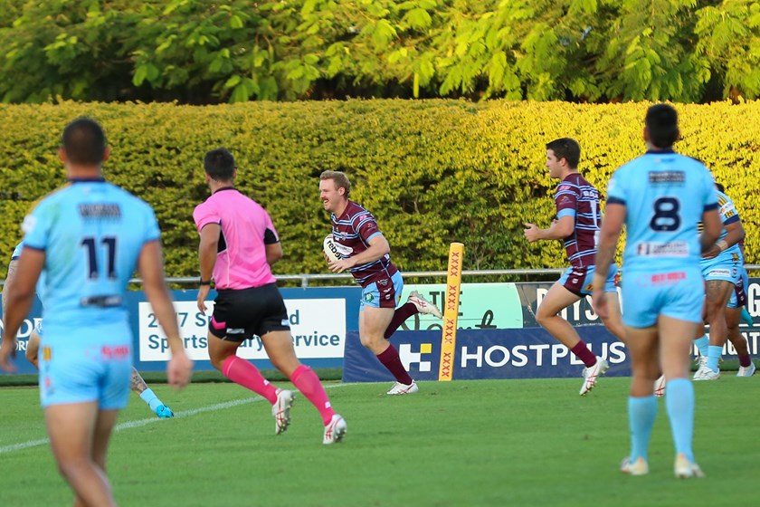 Tom Farr crosses for the opening try. Photo: Jacob Grams/QRL