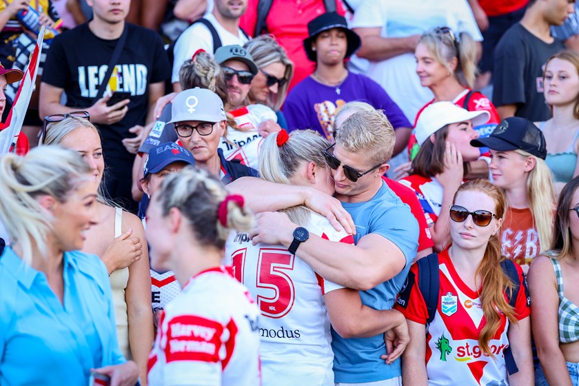 House was supported by her partner and fellow former rugby league player Rogan Dean at the grand final. Photo: NRL Images