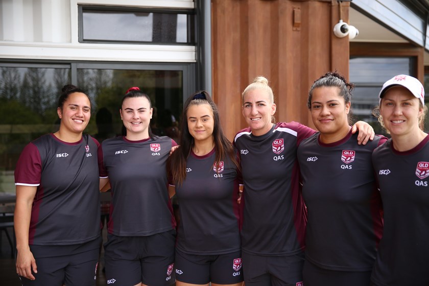 Jessikah Reeves with some fellow members of the Queensland Female Performance Program squad. Photo: Colleen Edwards / QRL 