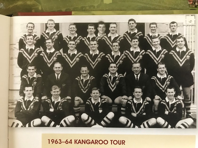 Barry Muir, second from right, front row. 1963-64 Kangaroos tour of Britain and France.