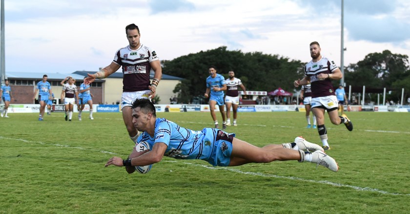 Capras' Elijah Anderson scores. Photo: QRL Media