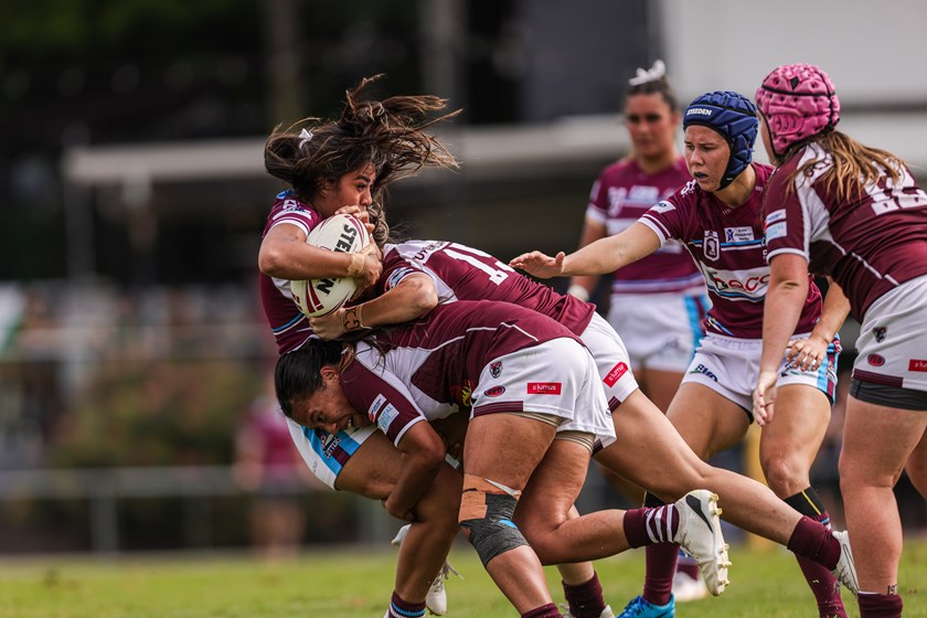 Burleigh muscle up in defence. Photo: Erick Lucero/QRL