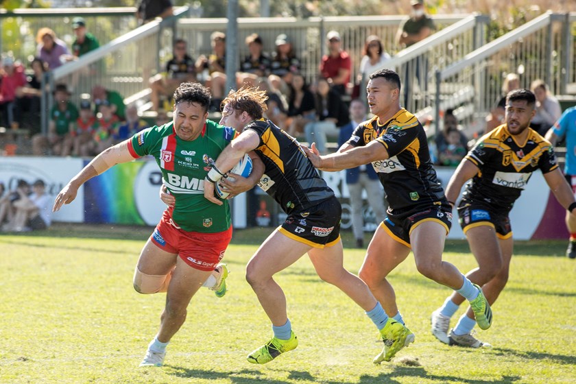 Matiu Love-Henry with the ball for Wynnum Manly Seagulls. Photo: Jim O'Reilly / QRL