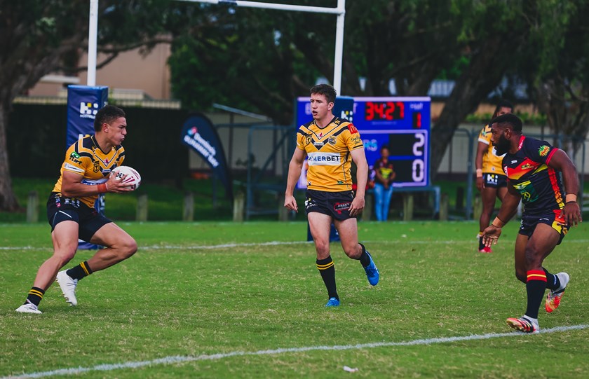 Will Warbrick with the ball for Sunshine Coast Falcons. Photo: Colleen Edwards / QRL
