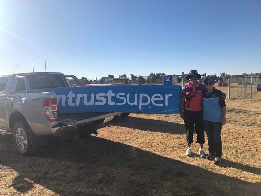 Vicki Horton (right in blue) pictured with a friend during the recent Country Week event in Hughenden.