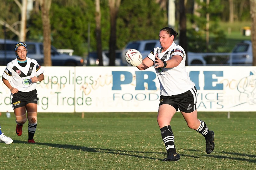 Magpies' Steph Hancock with the ball. Photo: QRL Media