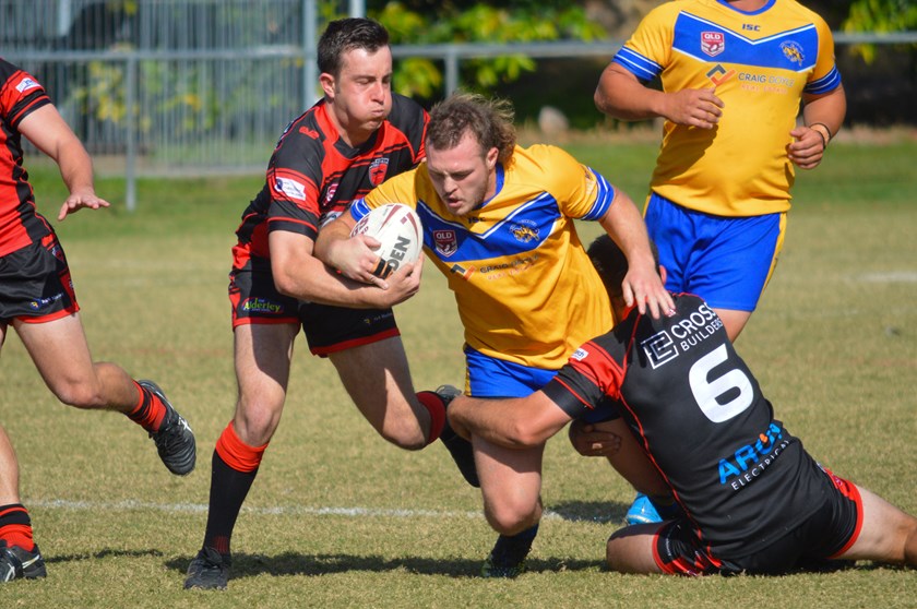 It was a tough battle between Wests Mitchelton and Dayboro on Saturday. Photo: Mike Simpson
