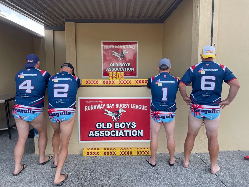 (L-R) Mick Leary 'Preso', Chris 'Cato' Stevens, Ronny 'Piglet' O'Connor and Boyd 'Chooka' Townley got their legs out for their winning 2023 entry.
