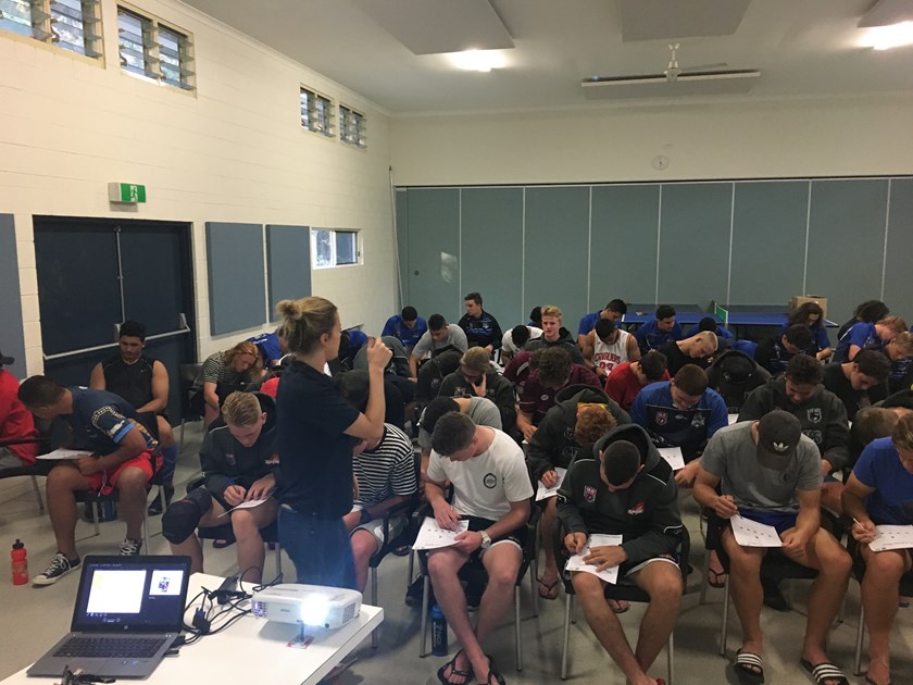 Trish presents to young players at the Junior State Carnival. Submitted Image