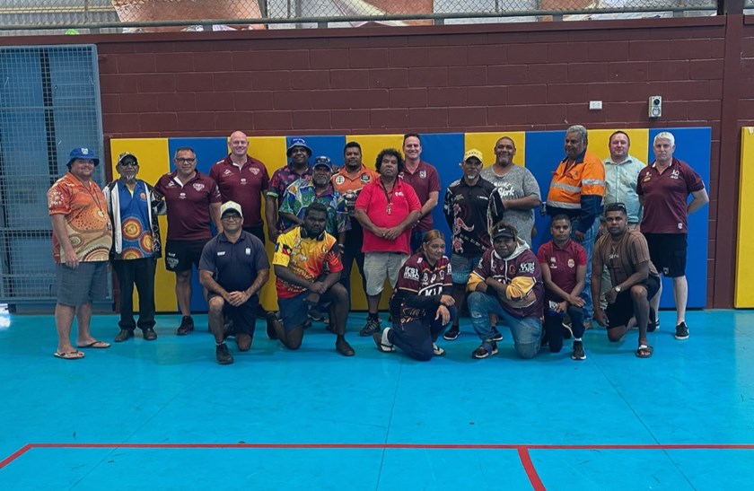 Scott Nosworthy, centre back row, with those who attended the Woorabinda meeting.