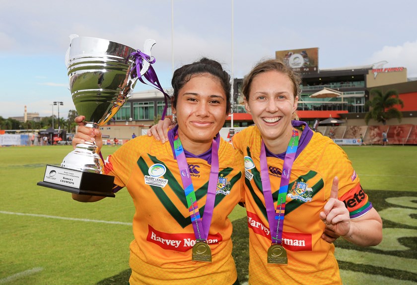 Jillaroos Ness Foliaki and Karina Brown. Photo: SMP Images