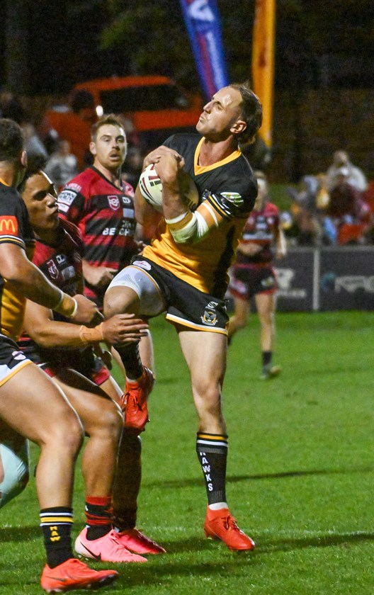 Gatton co-captain Luke Self saves another Valleys raid in the 2024 TRL A grade men's grand final