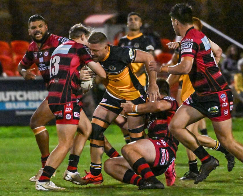 Gatton winger Tye Gray takes it forward in Saturday's TRL A grade grand final