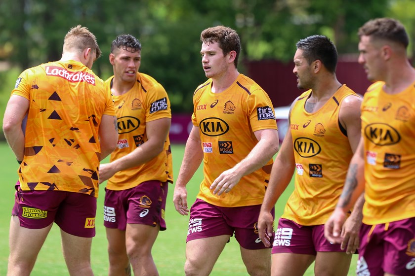 The Broncos prepare for their first trial match of the season. Photo: Jorja Brinums/QRL