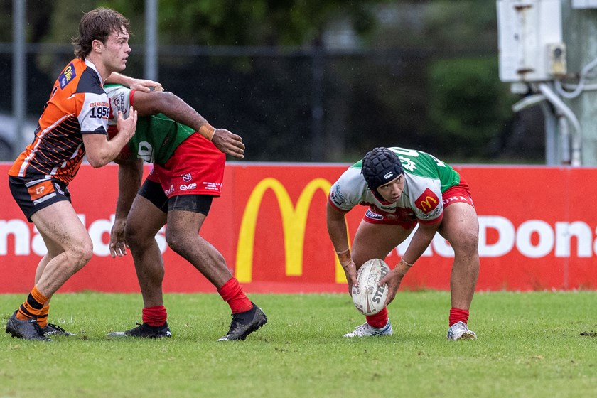 Savaan Tahere in action for Wynnum Manly against Carina earlier this year. Photo: Jim O'Reilly/QRL