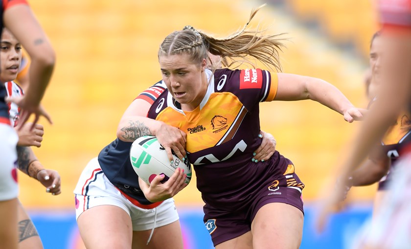 Holyman playing for the Brisbane Broncos in the 2022 NRLW season. Photo: NRL Imagery