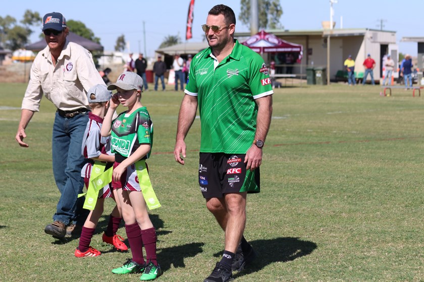 Aaron Payne at a clinic at 'Get in the Game' Country Week in 2021. Photo: Colleen Edwards / QRL