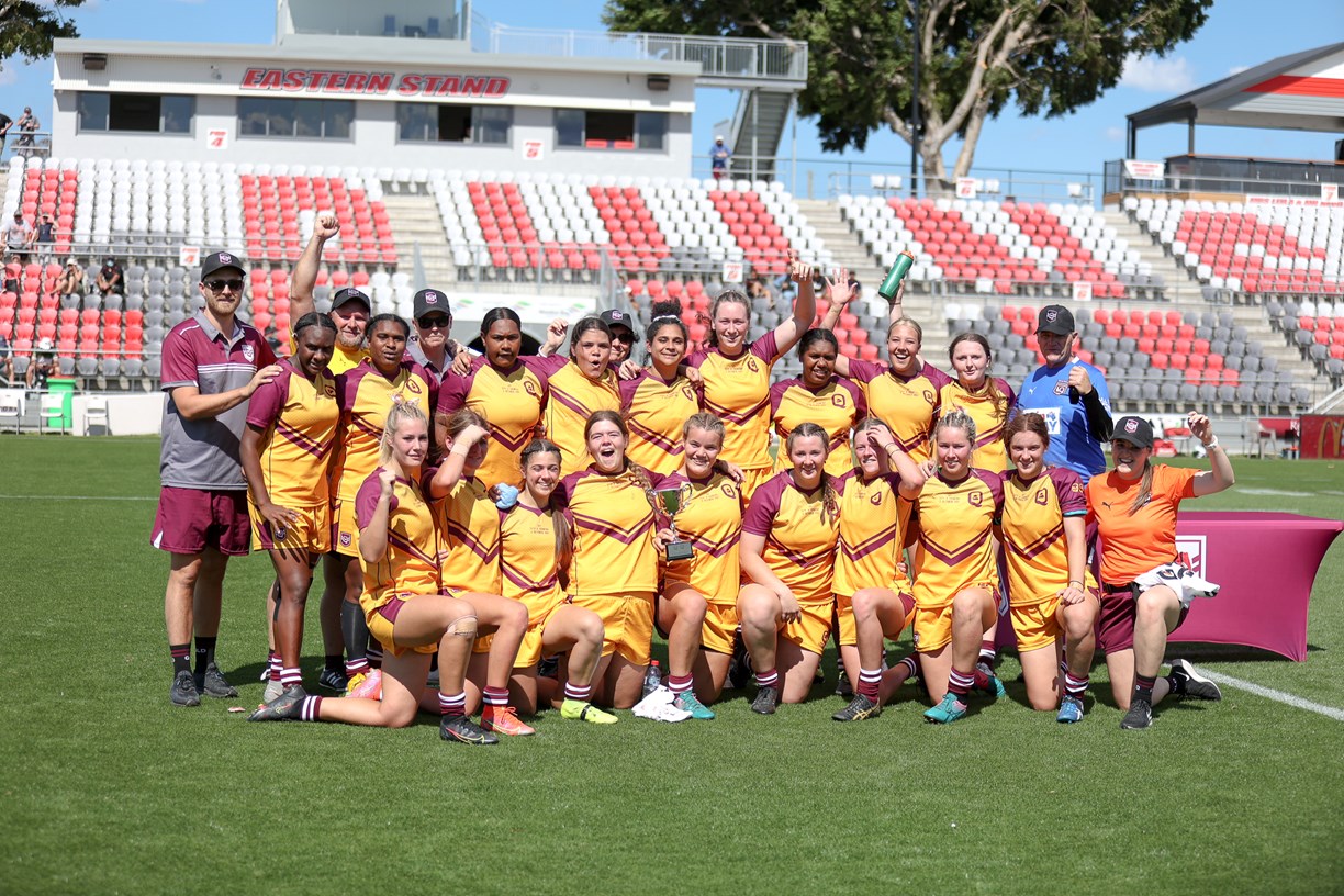 Queensland Country Under 17's Girls after a close win over QLD City girls @ Moreton Daily Stadium, Redcliffe QRL's City v Country U17 Girls - Girls unleash during fierce City v Country Under 17's clash (Photo's : QRL)