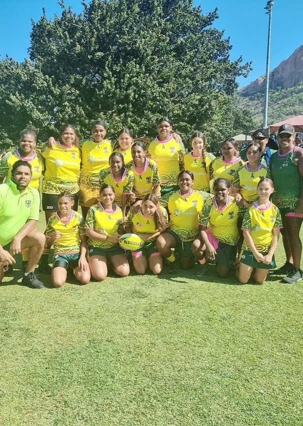 The inaugural under 14s Palm Island  Barracudettes at the 2021 Townsville All Blacks Carnival.